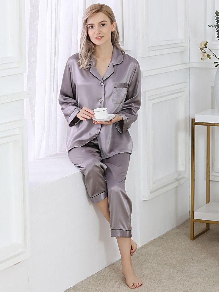 Premium Silk Night Dress (Gray) - Image 2
