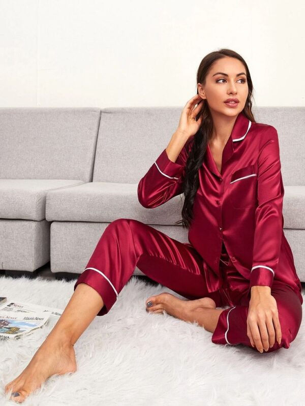 Silk Night Dress Mehroon-3