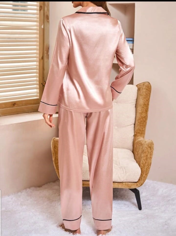 Premium Silk Night Dress (Pink) - Image 3