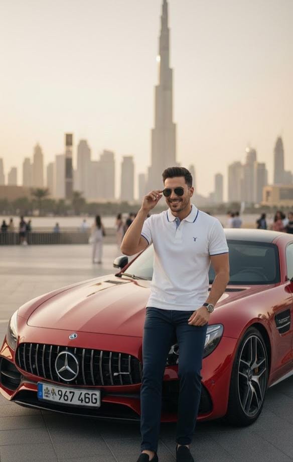 Polo T-Shirt with blue tipping style (White) - Image 2