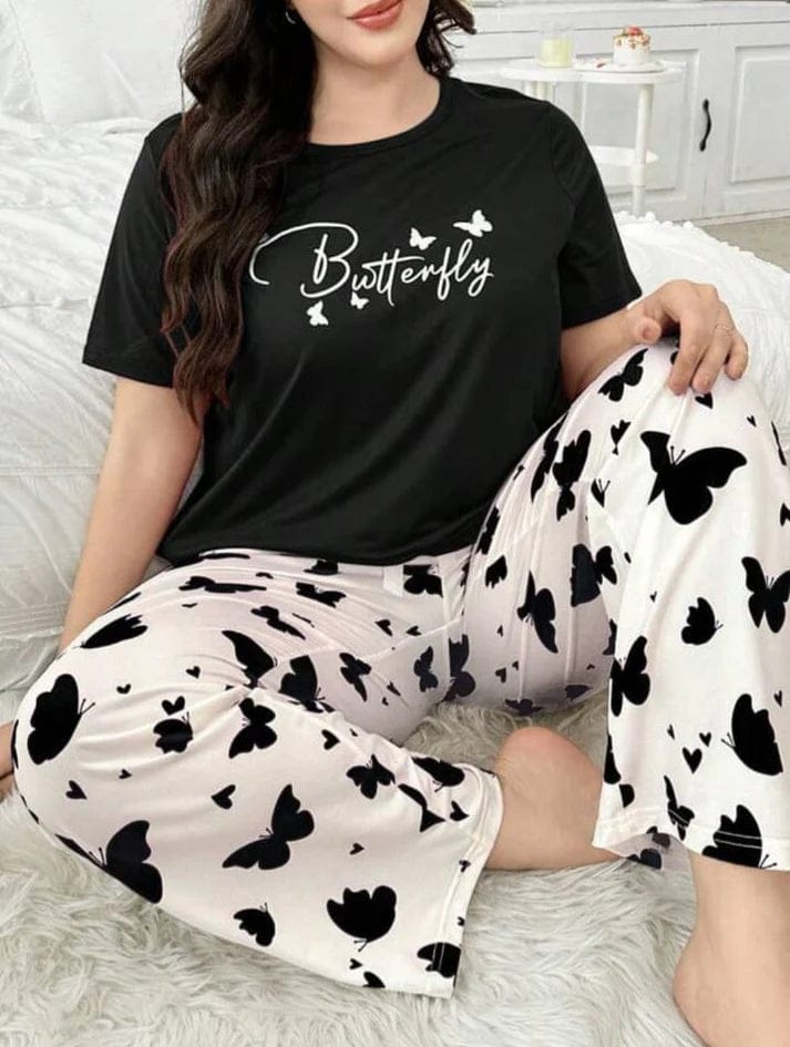 Butterfly Printed Pajama Set (Mehroon) - Image 2